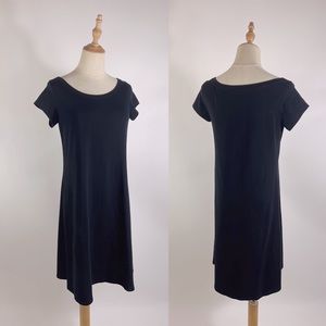 EILEEN FISHER Organic Cotton Short Sleeve Black T-Shirt Dress Womens Small